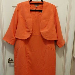Jessica London Plus Size 16W 2 Piece Orange Dress with Jacket Easter Wedding